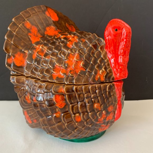 VTG Art Studio Ceramic Turkey Cookie Jar Fall Autumn Thanksgiving Decor w/Lid - Picture 4 of 8
